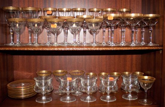 Assorted glassware including gilt