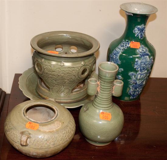 Four Chinese celadon porcelain