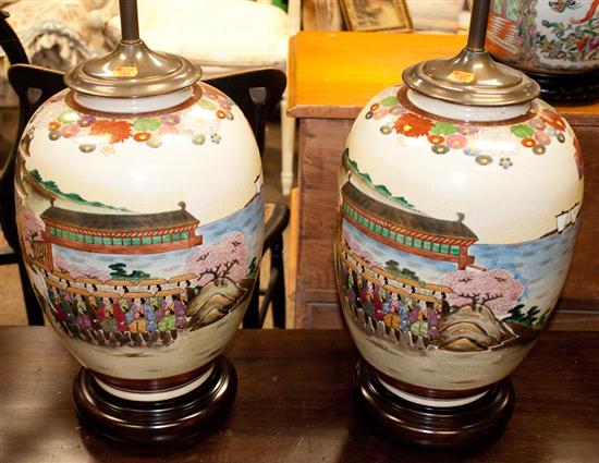 Pair of Japanese Kutani vases mounted