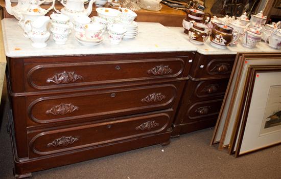 Two Rococo Revival walnut marble