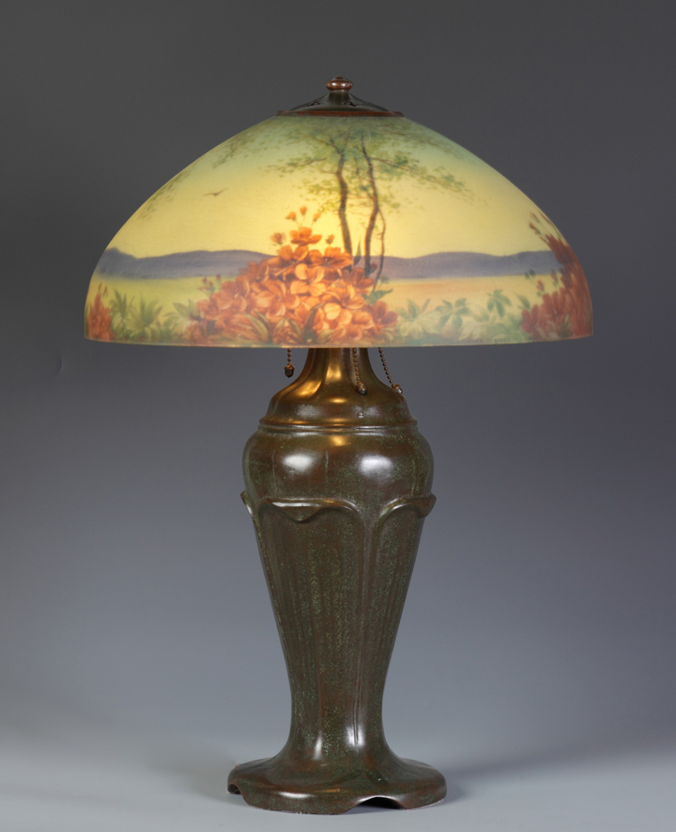 Handel Lamp Landscape w florals 13893c