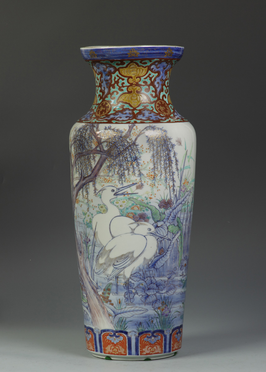 Sgn. Fine Large Imari Floor Vase