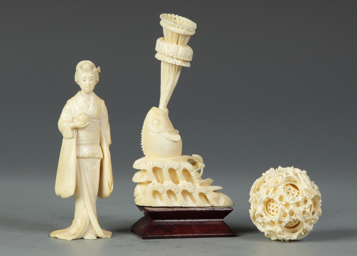 Group of 3 Carved Ivory Pieces 13898a