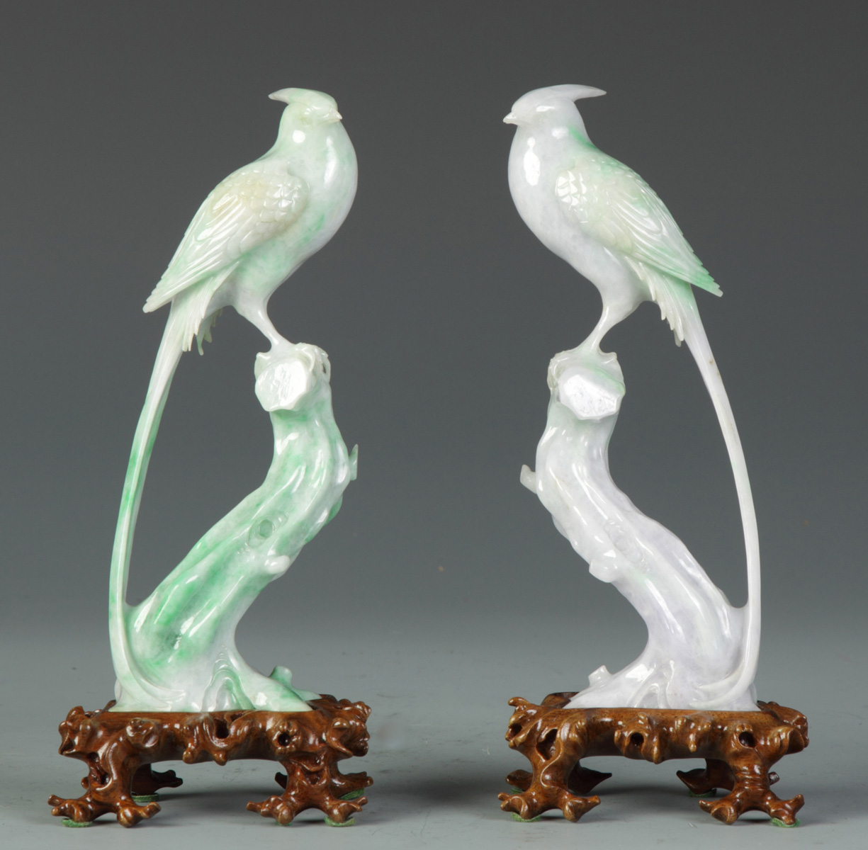 Pair of Finely Carved Jade Birds 138988