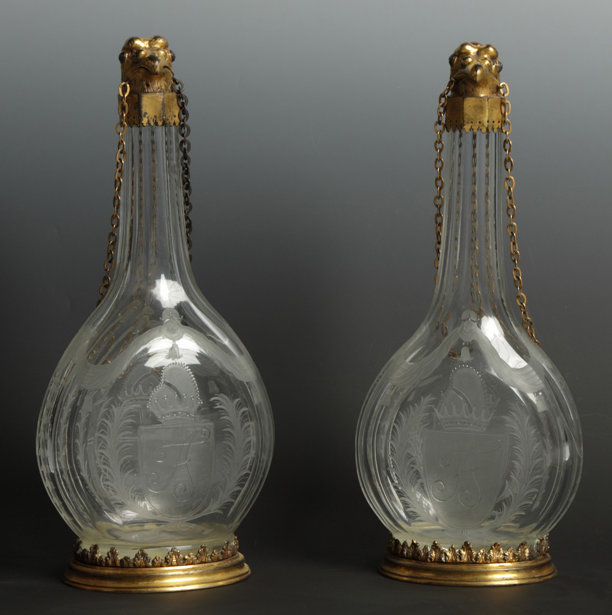 Fine Pair of Cut Engraved Decanters 138994