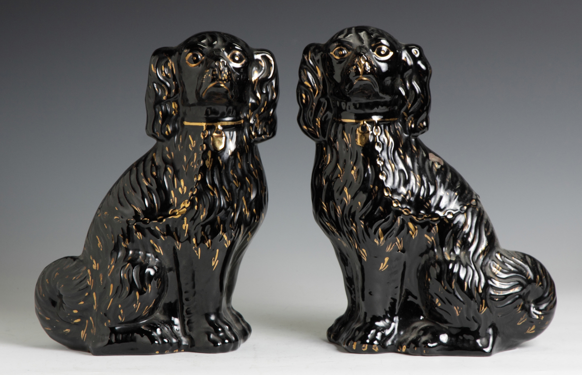 Pair of Staffordshire Black Spaniels