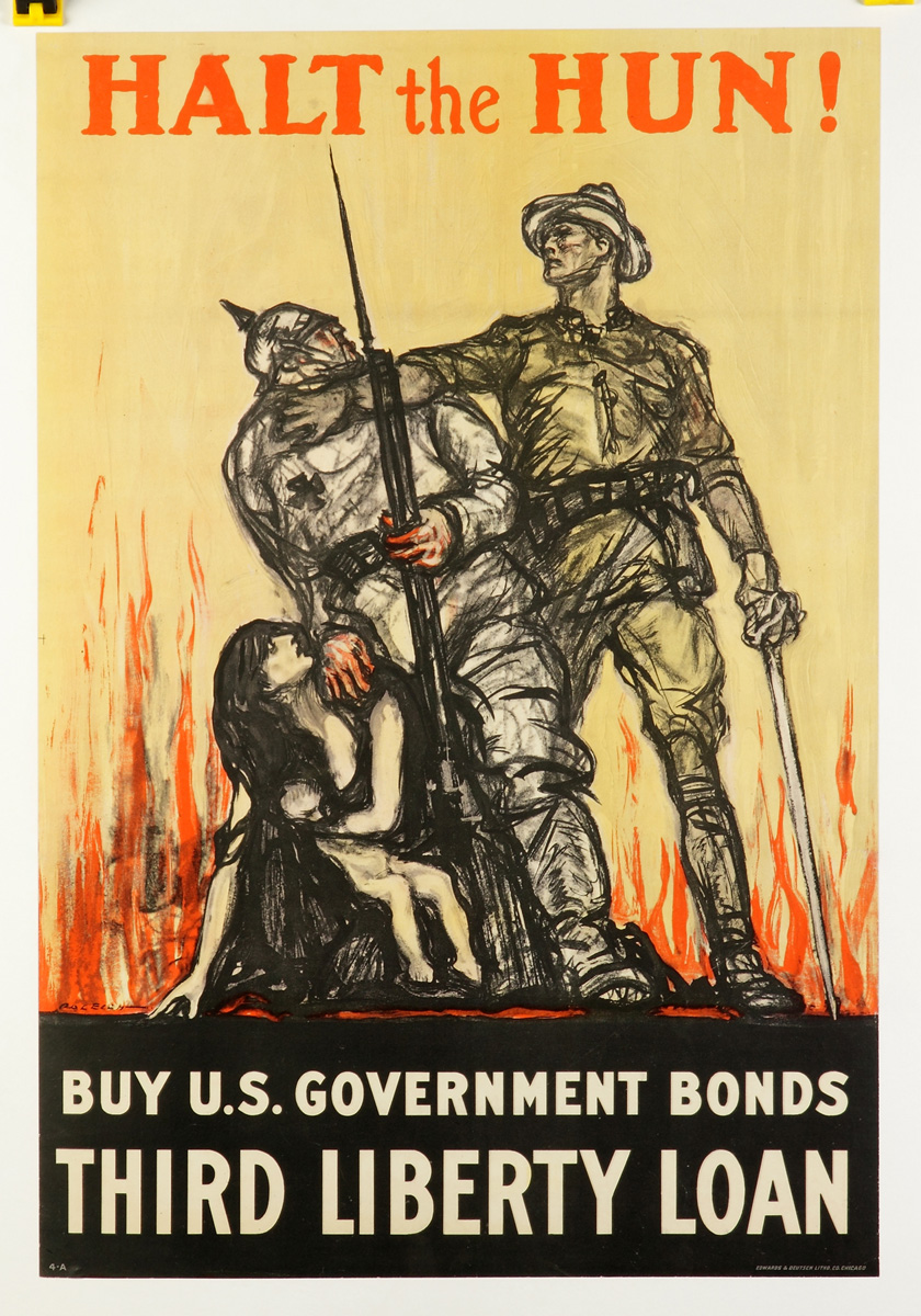 3 WWI Posters Halt the Hun Third