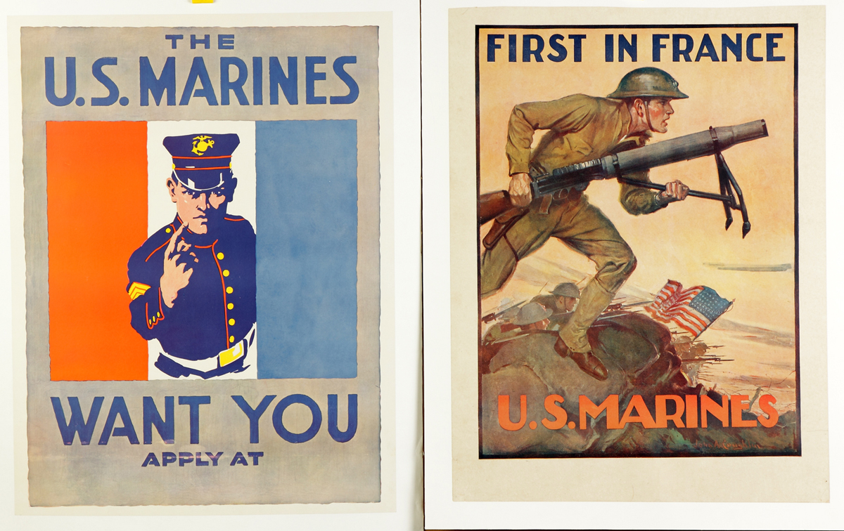 4 WWI Marine Posters First in France 1389fc