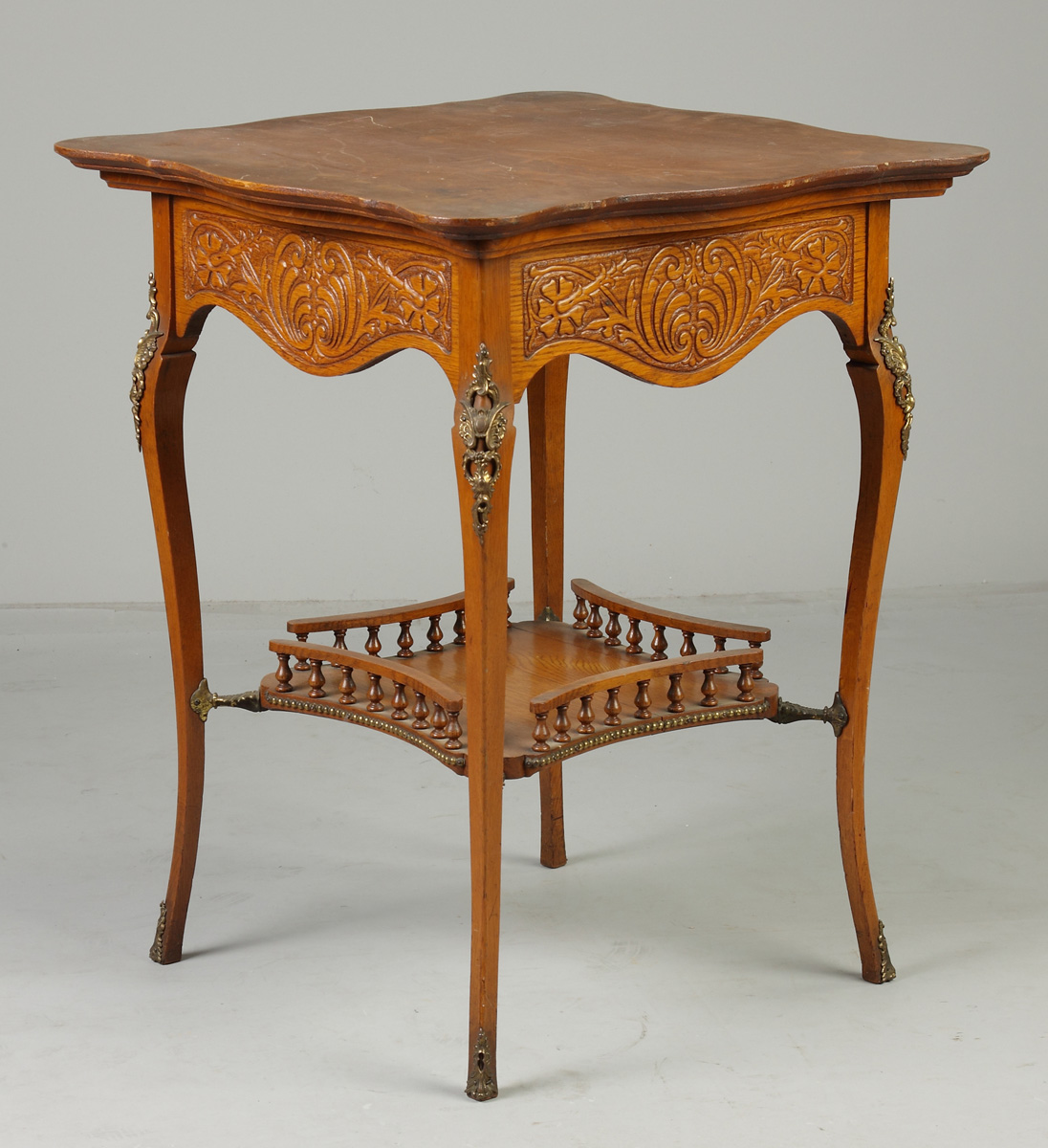 Victorian Oak Table w brass mounts 138a13