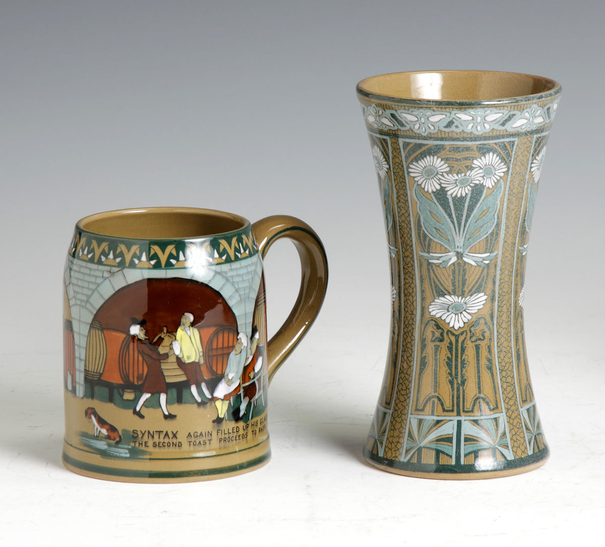 Emerald Deldare Ware Mug & Vase