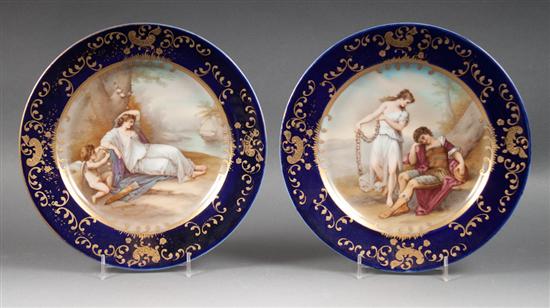 Pair of Vienna classical painted porcelain