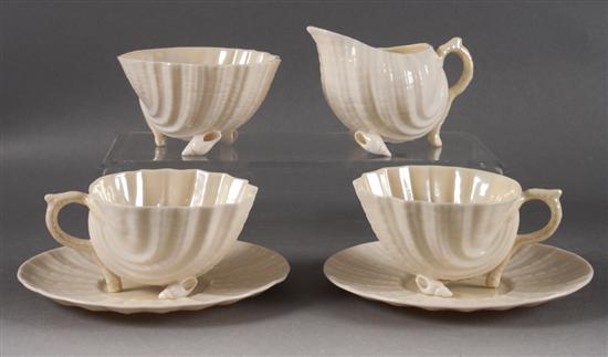 Two Belleek glazed parianware cups
