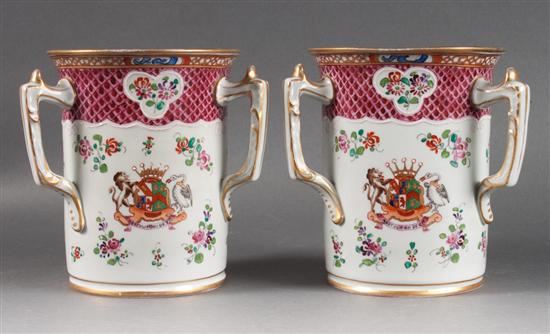 Pair of Samson porcelain three handled 138acb