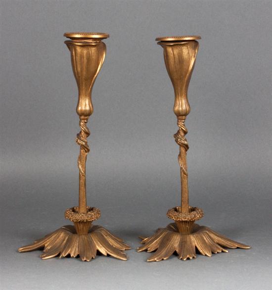 Pair of Art Nouveau gilt-bronze candlesticks