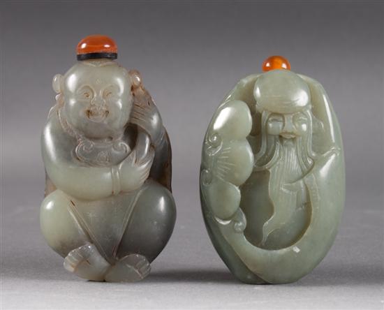 Two Chinese carved jade figural 138ad6