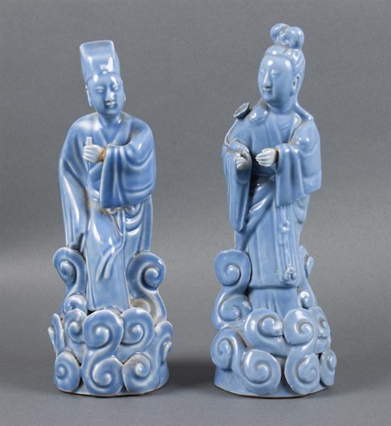 Pair of Chinese Export blue celadon