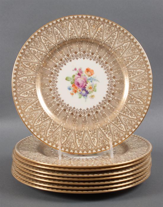 Set of eight Lenox gilt and floral decorated