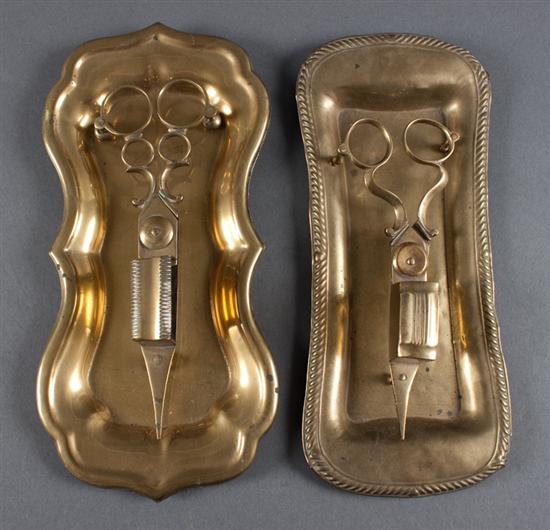 Two early Victorian brass candle
