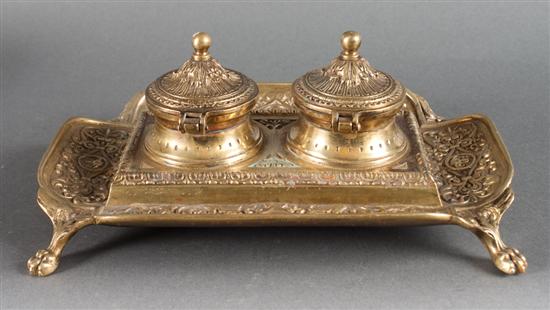 Continental molded brass standish