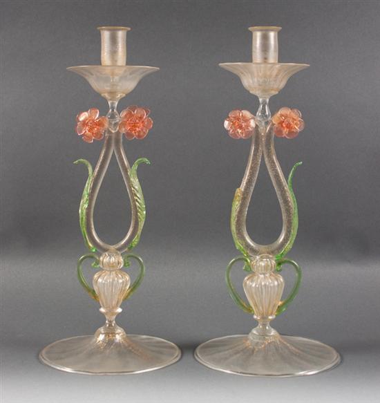 Pair of Venetian gold flecked glass 138b23