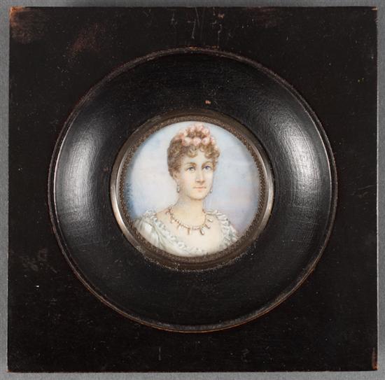 French School 19th century. Round portrait