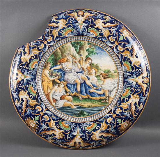 Italian Majolica charger depicting Artemis