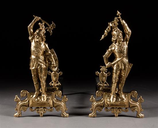 Pair of Gothic style brass figural 138bd5