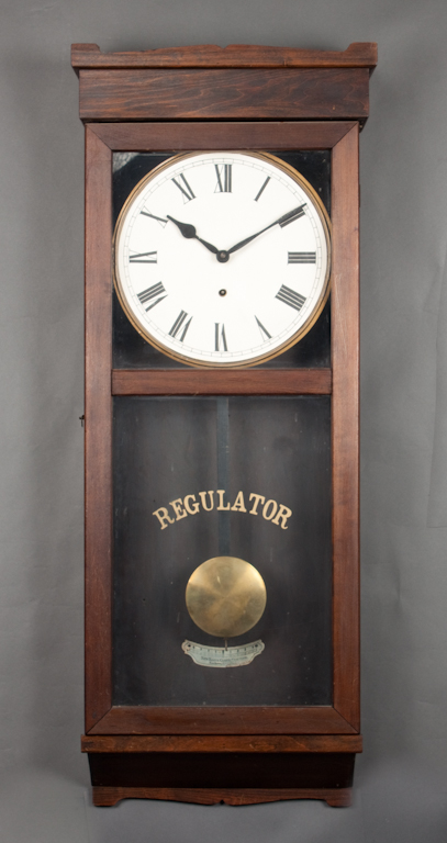 New Haven Clock Co oak and glass 138c07