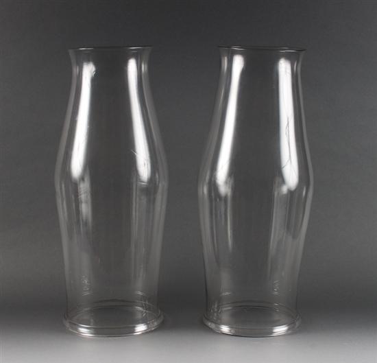 Pair of blown glass hurricane shades