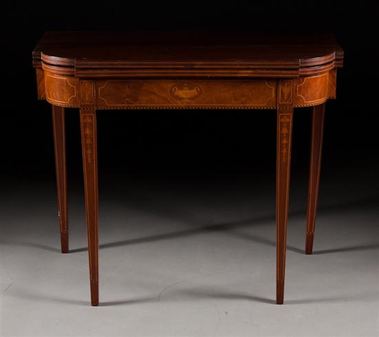 Federal style inlaid mahogany flip-top