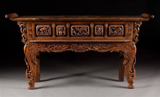 Chinese carved elmwood altar table