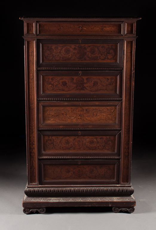 Italian marquetry inlaid walnut