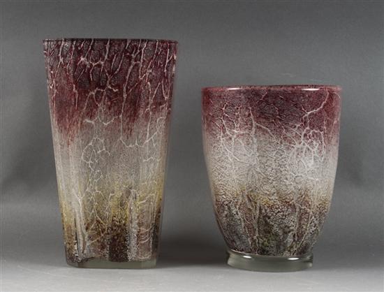 Two WMF Ikora glass vases circa