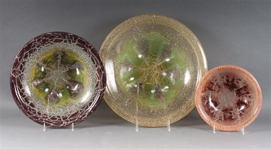 Three WMF Ikora glass bowls circa