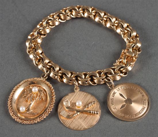 14K gold bracelet bearing three