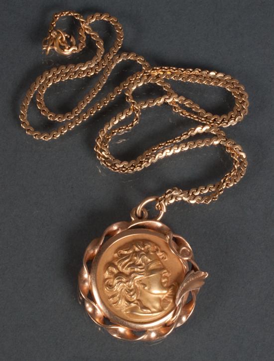 18K gold and Greek coin pendant-necklace