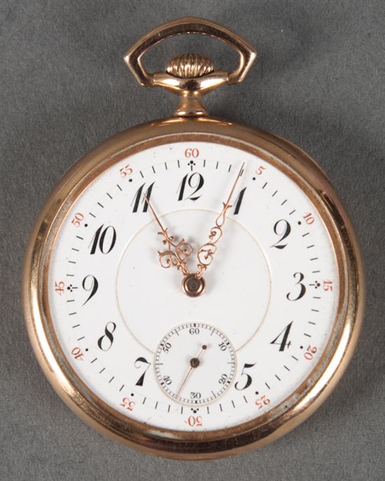 14K yellow gold open face pocket watch