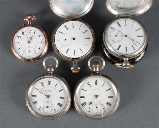 A group of sterling silver pocket watches