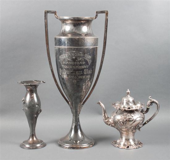 Three pieces of American silver-plated