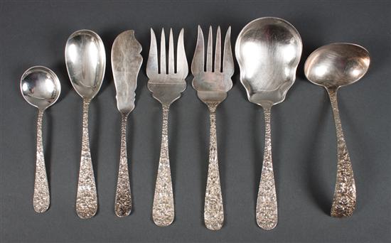 Seven American sterling silver serving