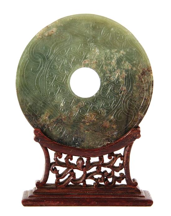 Chinese carved jade disc (bi) Qing