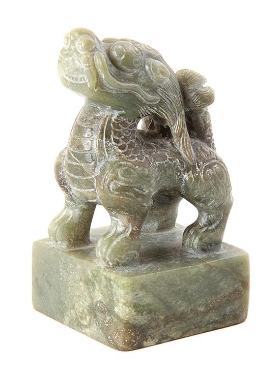 Chinese carved jade figural seal