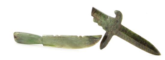 Chinese carved jade daggers late