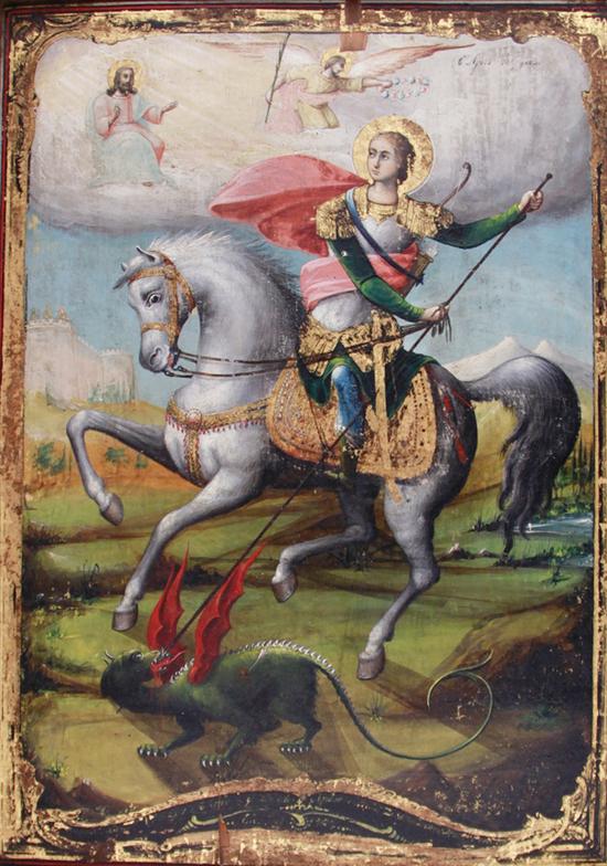 Greek icon of Saint George Slaying 138ea3