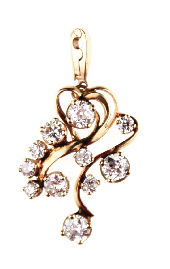 Diamond and gold free-form pendant