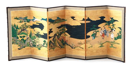 Oriental painted six panel folding 138f16