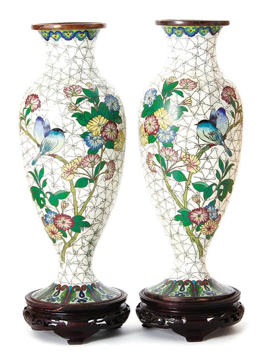 Pair Chinese cloisonne vases late 138f58