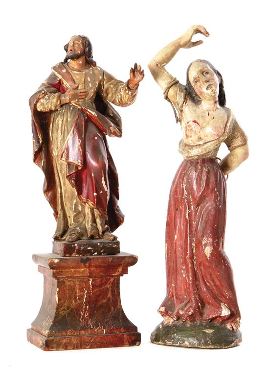 Continental carved polychrome figures