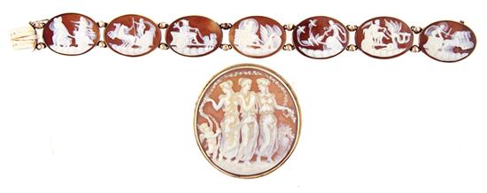 Cameo set gold brooch and bracelet 138fef