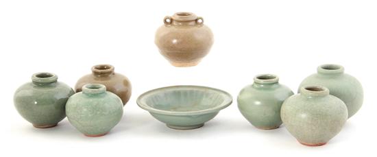 Chinese celadon inkpots and bowl 139009